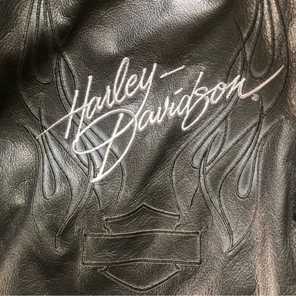 HARLEY Davidson Women’s  Black Leather Motorcycle Jacket Large - Picture 6 of 16